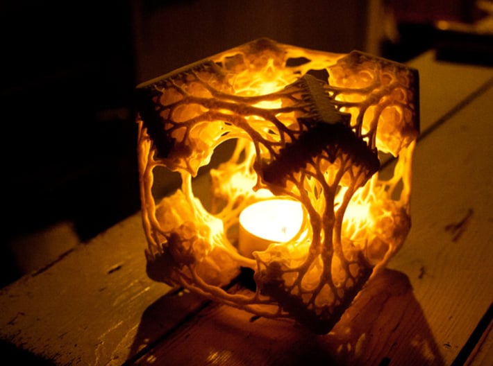Cubic Woods - Fractal Sculpture & Light Cave 3d printed With candle (be careful - needs a candle holder!)