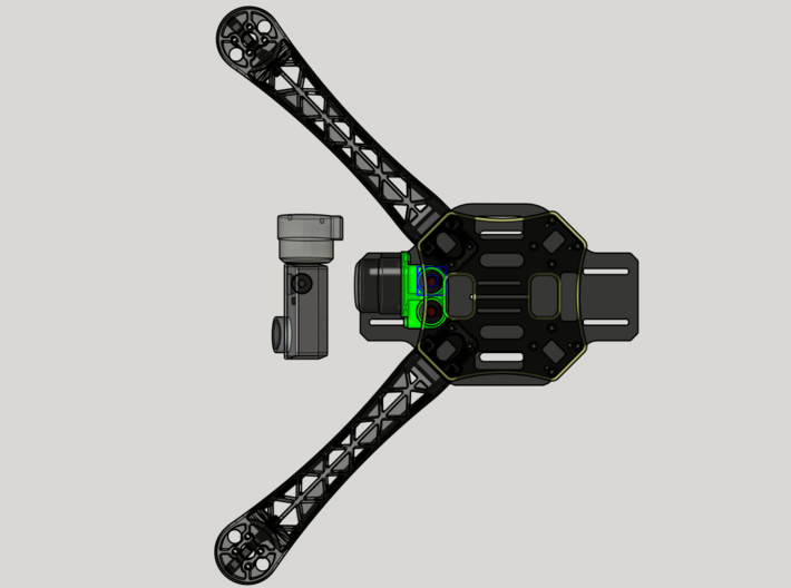 DJI F450 Low Profile Gimbal Mount 3d printed Top view from 3D Design Software