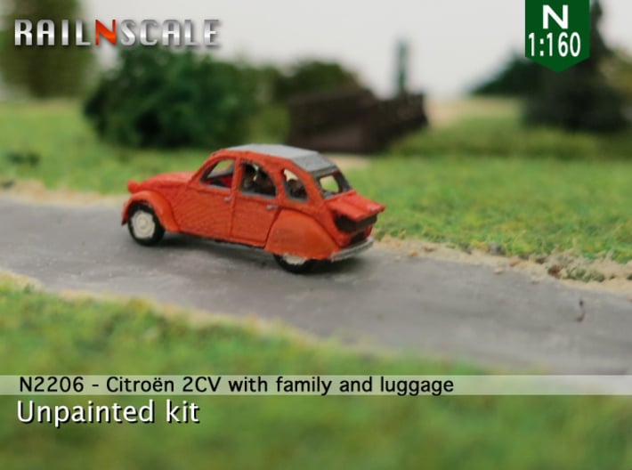 Citroën 2CV - avec la famille (N 1:160) 3d printed 