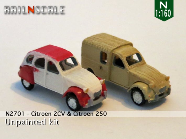 SET 2x Citroën 2CV (N 1:160) 3d printed