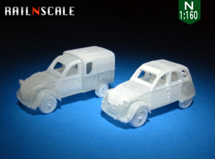 SET 2x Citroën 2CV (N 1:160) 3d printed 