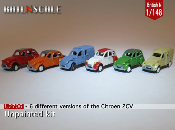 SET 6x Citroën 2CV (British N 1:148) 3d printed
