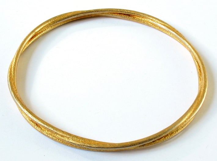 Three loops bangle 3d printed Printed in 24k gold-plated steel
