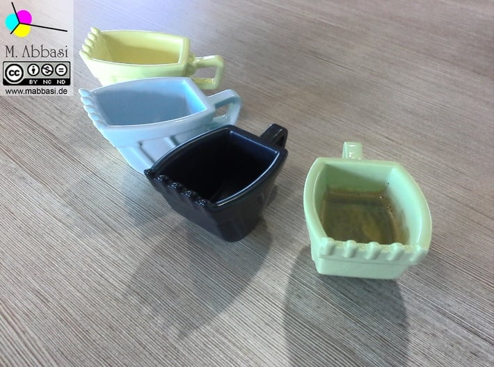 Excavator Bucket - Espresso Cup (Porcelain) 3d printed (old ceramic) The real one in all colors