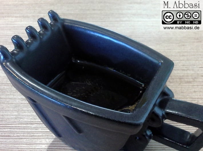 Excavator Bucket - Espresso Cup (Porcelain) 3d printed (old ceramic) The real one in satin black