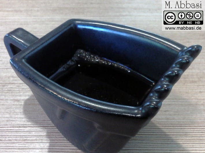 Excavator Bucket - Espresso Cup (Porcelain) 3d printed (old ceramic) The real one in satin black