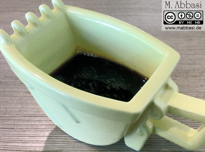 Excavator Bucket - Espresso Cup (Porcelain) 3d printed (old ceramic) The real one in yellow