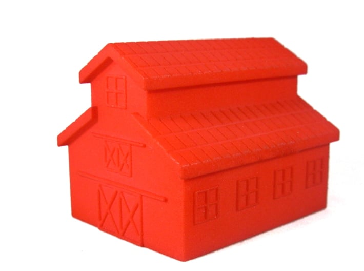 Barn, One Side Open 3d printed Photo Polished Red Plastic