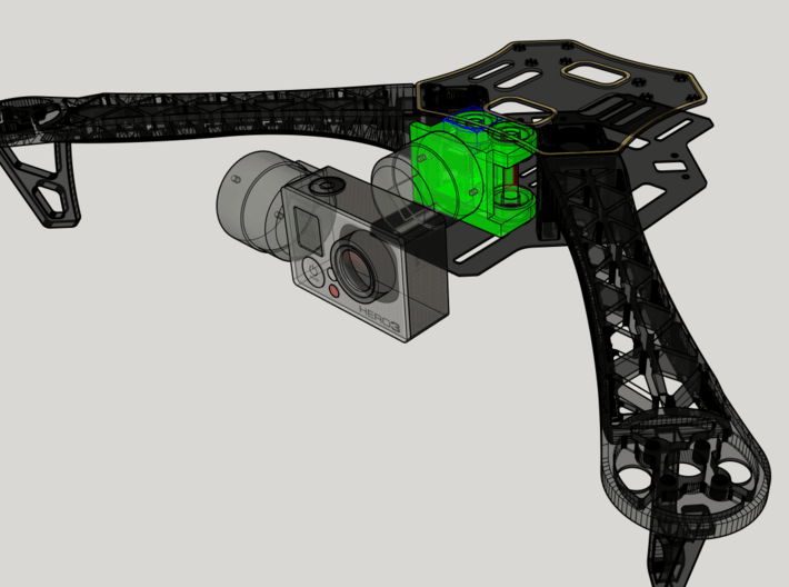 DJI F450 Low Profile Gimbal Mount 3d printed Isometric view from 3D Design Software