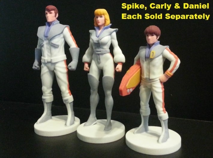 Spike homage Space Man 6.8inch Full Color Statue 3d printed Family Portrait with Spike, Carly and Daniel. Models were printed in Full Color Sandstone. Each figure sold separately.