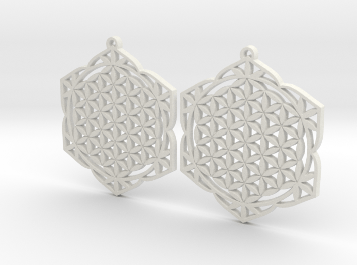 43x2mm Lotus of Life Ear Rings - Sacred Geometry 3d printed