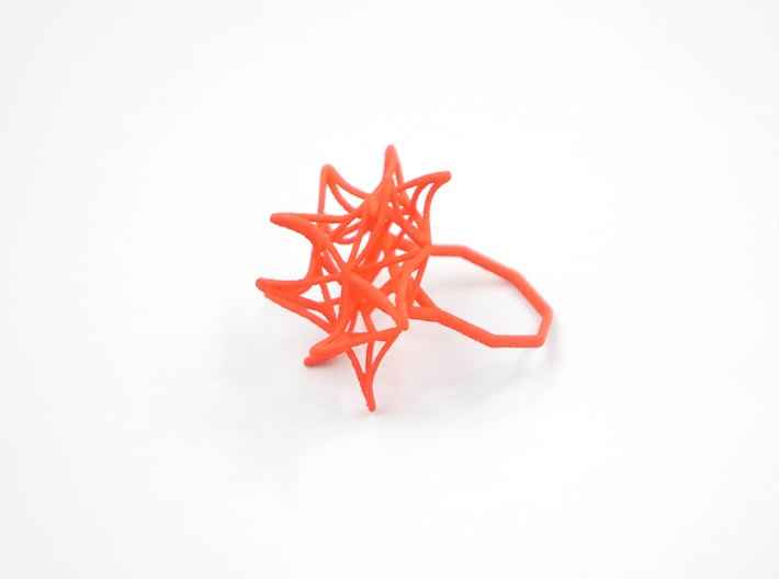 Aster Ring (Small) Size 9 3d printed Coral Nylon (Custom Dyed Color)