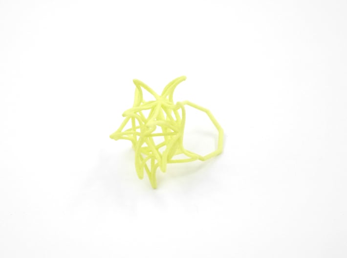 Aster Ring (Small) Size 9 3d printed Key Lime Nylon (Custom Dyed Color)