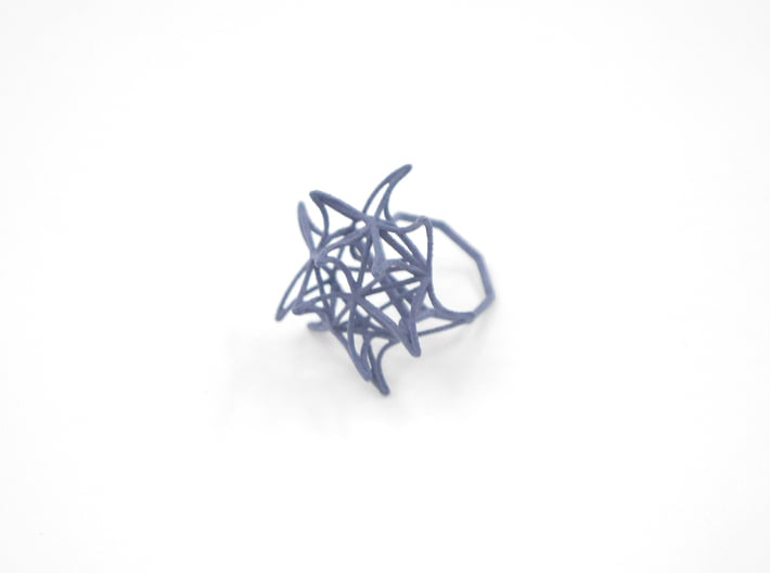 Aster Ring (Small) Size 9 3d printed Azurite Nylon (Custom Dyed Color)
