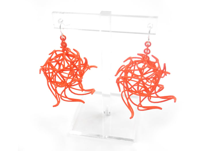 Aster Globe Earrings 3d printed Coral Nylon (Custom Dyed Color)