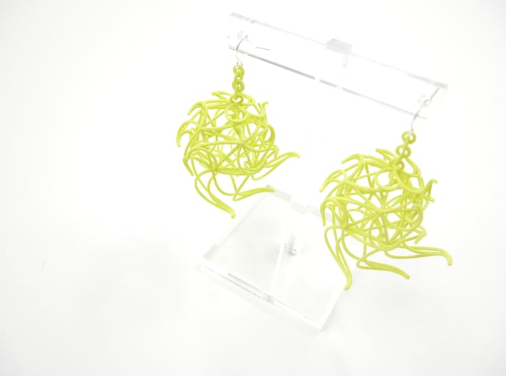 Aster Globe Earrings 3d printed Key Lime Nylon (Custom Dyed Color)