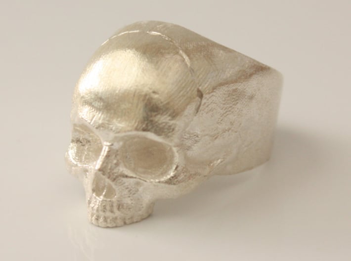 Yorick Memento Mori Skull Ring 3d printed yorick skull ring in raw silver 
