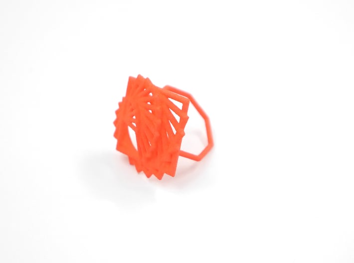 Arithmetic Ring (Size 7) 3d printed Coral Nylon (Custom Dyed Color)
