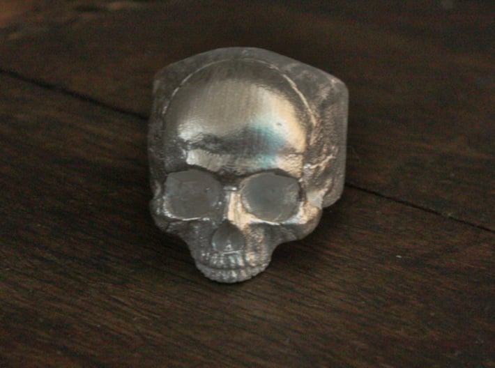 Yorick Memento Mori Skull Ring 3d printed memento mori skull ring in raw silver 