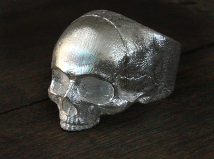 Yorick Memento Mori Skull Ring 3d printed yorick memento mori silver skull ring sz 8