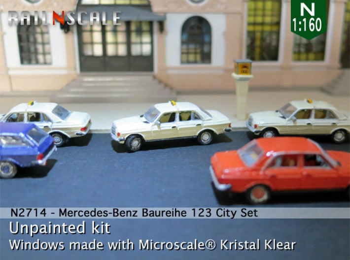 SET 5x Mercedes-Benz W123 - City set (N 1:160) 3d printed 