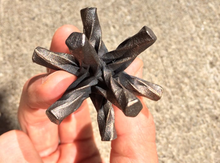 Root 3d printed Polished Gray Steel
