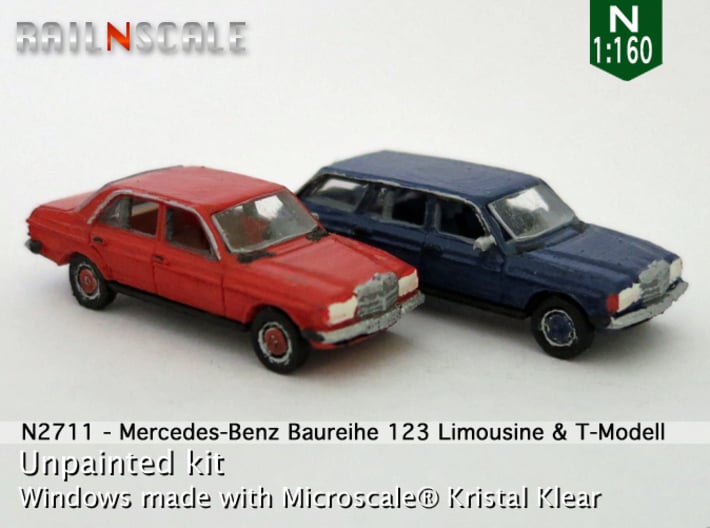 SET 2x Mercedes-Benz W123 (N 1:160) 3d printed 
