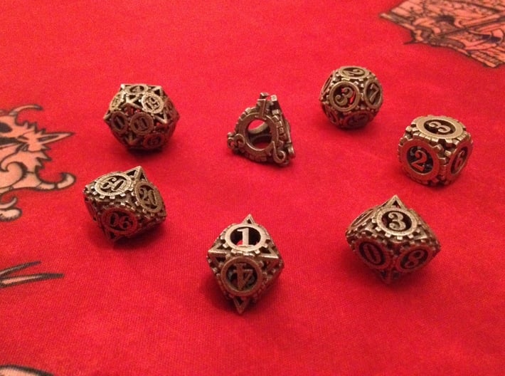Steampunk Gear Dice Set 3d printed Customer photograph of Stainless Steel