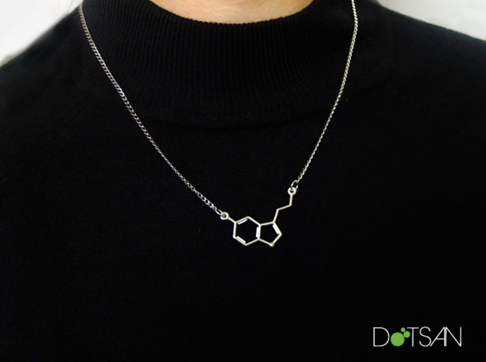 Serotonin Molecule Pendant or Earring 3d printed 