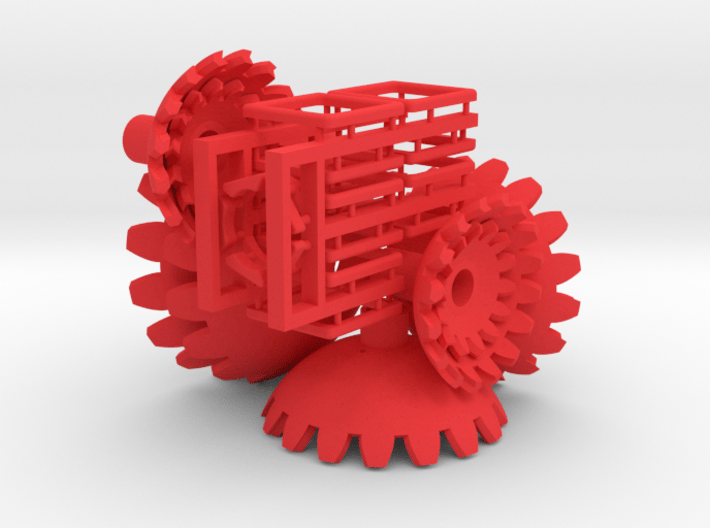 Red Gears &amp; Tiles for the Multi-Gear Cube Kit 3d printed