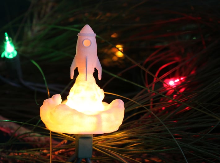 Rocket Christmas Ornament - Strong Flexible Plasti 3d printed