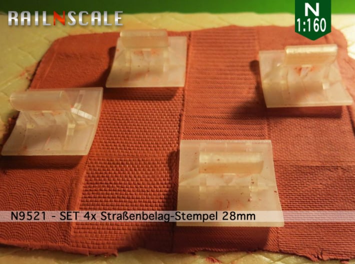 SET 4x Straßenbelag-Stempel 28mm (N 1:160) 3d printed 