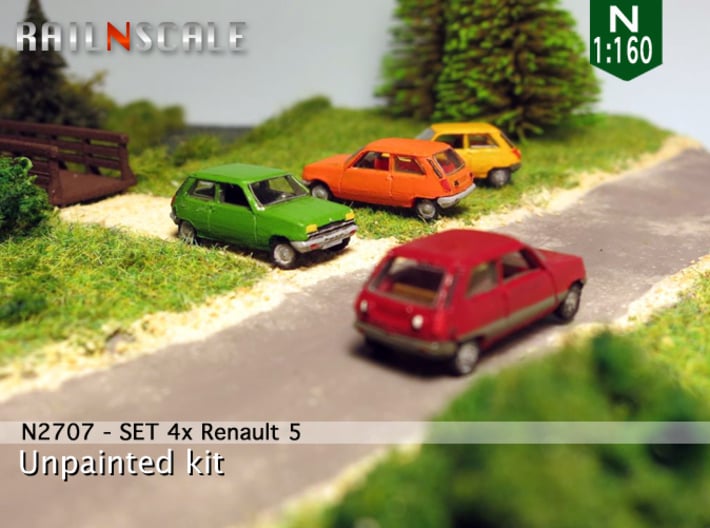 SET 4x Renault 5 (N 1:160) 3d printed 