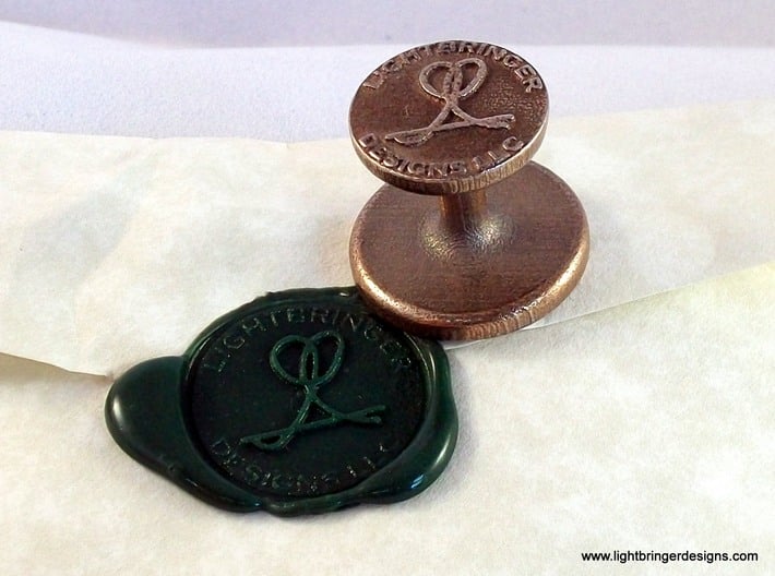 Custom Wax Seal 1" 3d printed This is the seal I use for my own business.  Due to changes at Shapeways, small text around the perimeter now requires one of the cast materials, bronze is recommended.