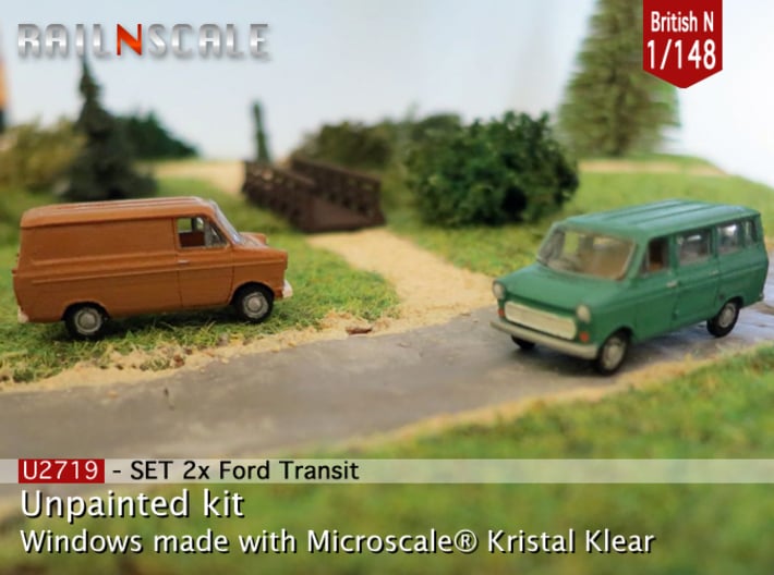 SET 2x Ford Transit (British N 1:148) 3d printed 