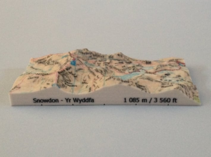 Snowdon - Map 3d printed Photo of Snowdon - Map model