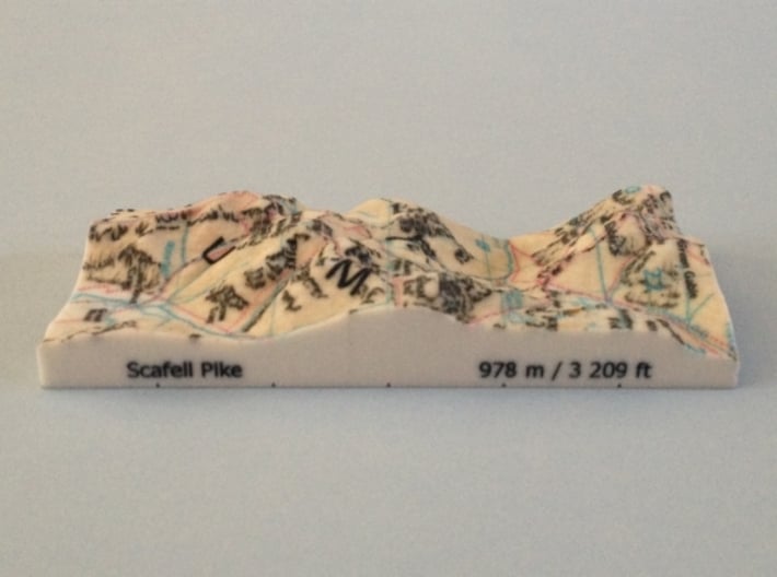 Scafell Pike - Map 3d printed Photo of Scafell Pike - Map model