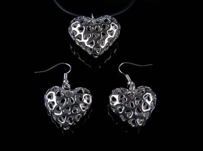 Small hearts, Big love (from $15) 3d printed Showing Pendant + Earrings