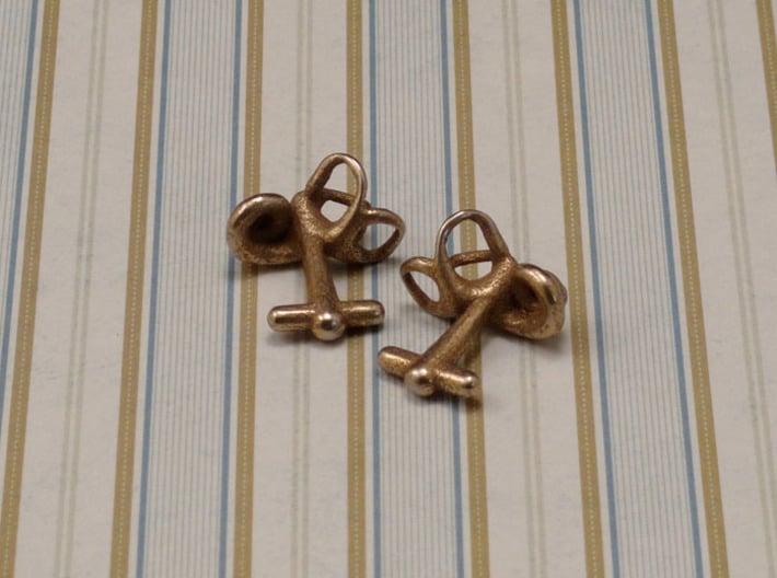 Inner Ear Cufflinks (Pair) 3d printed Material: stainless steel