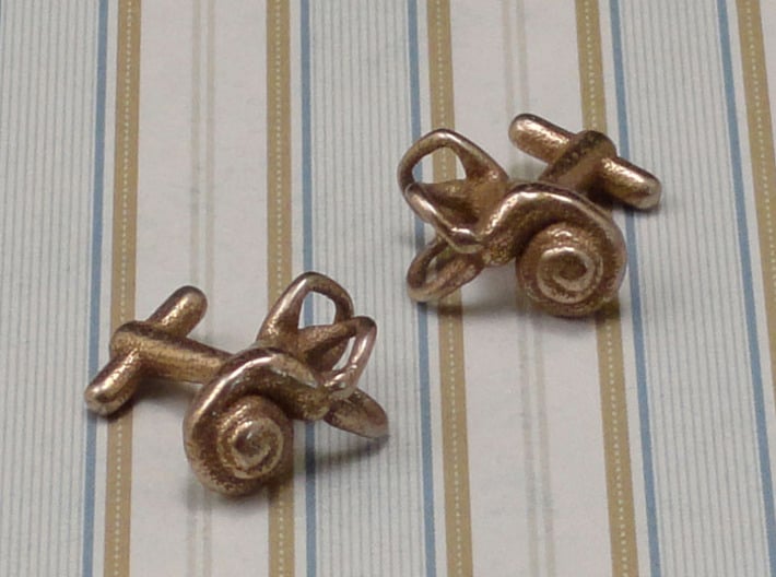 Inner Ear Cufflinks (Pair) 3d printed Material: stainless steel