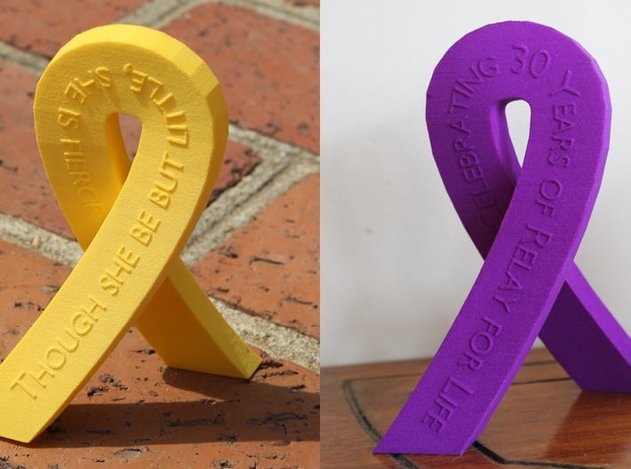 Standing Cancer Ribbon - Customizable 3d printed Add a caption...