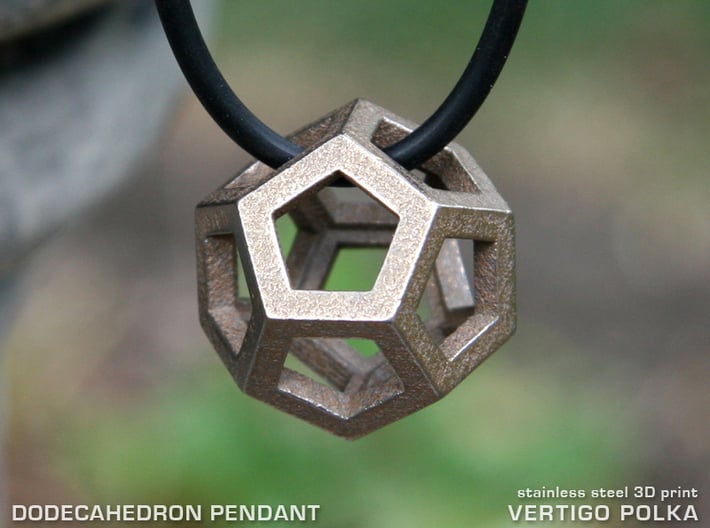 Dodecahedron 3d printed 3D Printed Dodecahedron Pendant in Stainless Steel