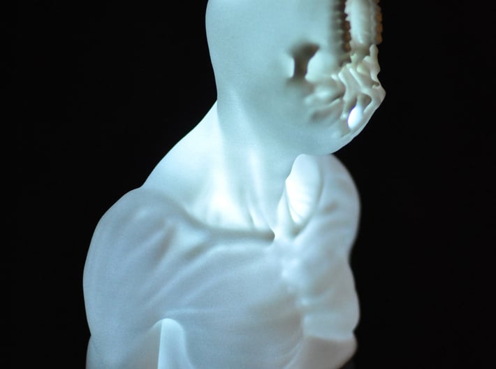 unSeen_Brother (left) 3d printed Unseen Brother_L- lit from within (photo)