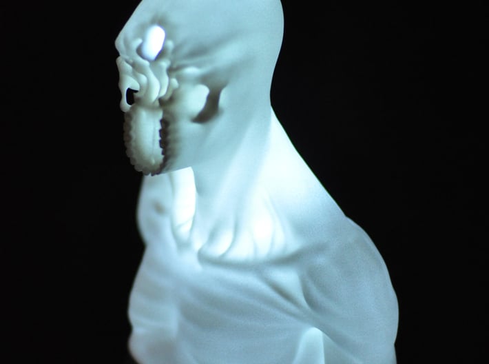 unSeen_Brother (right) 3d printed unSeen_Brother (right), lit from within by LED light (photo)