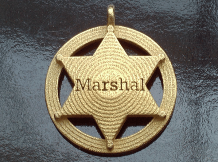 Sheriffs Star (6-point) Pet Tag / Pendant /Key Fob 3d printed Shown with optional gold plating