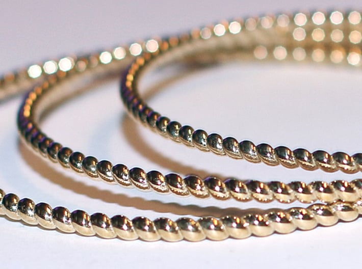 TinyTwist Bangle Bracelet SMALL 3d printed 3D Printed TinyTwist Bangle Bracelets in Polished Brass