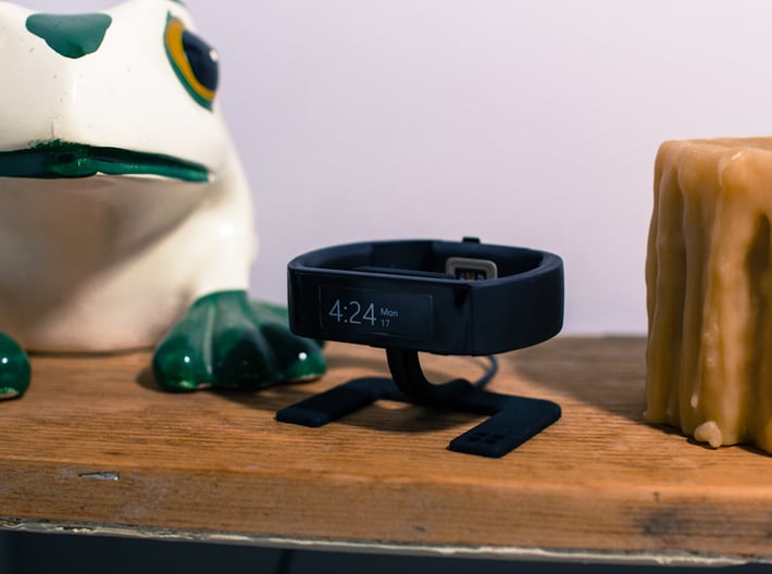 Microsoft Band Charging Stand 3d printed On my bedside shelf.