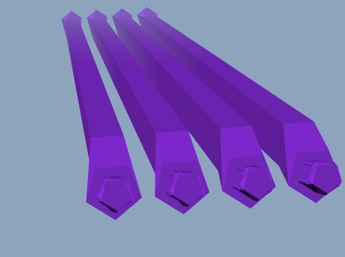 4 long purple struts 3d printed 