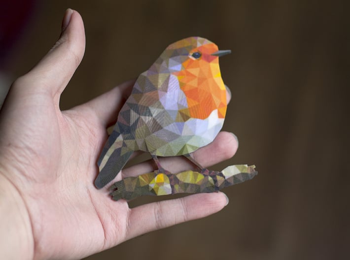 Poly Red Robin Bird 3d printed Size comparison
