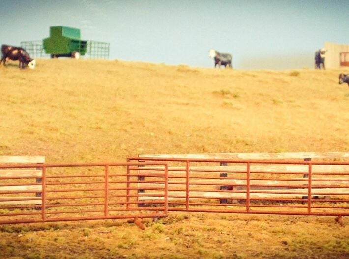S Scale 24 ft Stand Alone Cattle Panels Set of 4 3d printed 